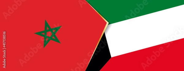 Fototapeta Morocco and Kuwait flags, two vector flags.