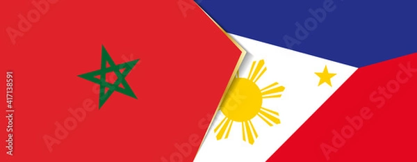 Fototapeta Morocco and Philippines flags, two vector flags.