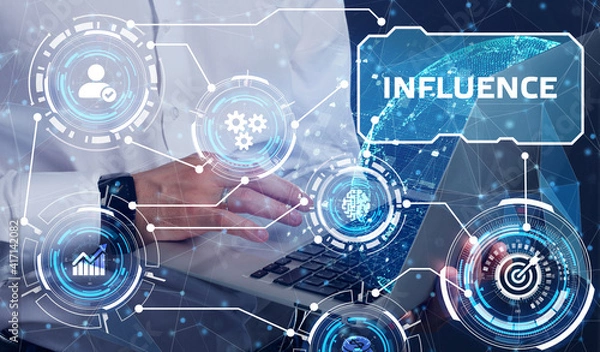 Fototapeta Influencer marketing concept. Business, Technology, Internet and network concept.