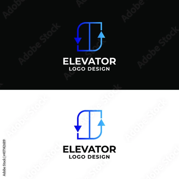 Fototapeta elevator logo design creative minimal logotype vector template