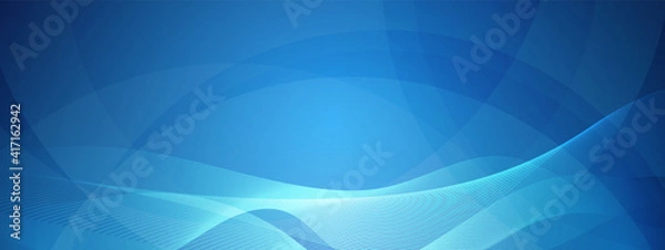 Obraz Abstract blue technology wave design, digital network background, vector communication concept, overlapping circle, blank space