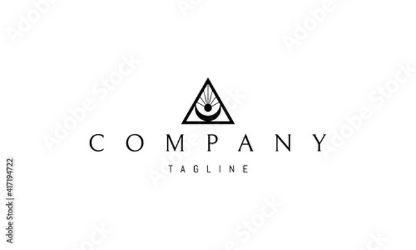 Fototapeta Vector logo on which an abstract image of the alchemical symbol of the sun and moon in a triangle.