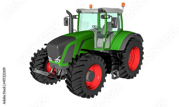 Obraz green tractor isolated on white