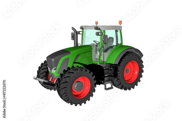 Fototapeta red tractor isolated on white