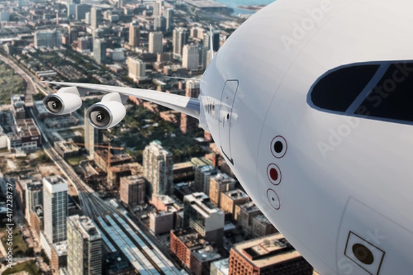 Fototapeta View on a city after take off