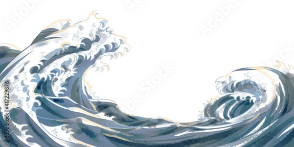 Obraz 海　和風　灰色　水彩風