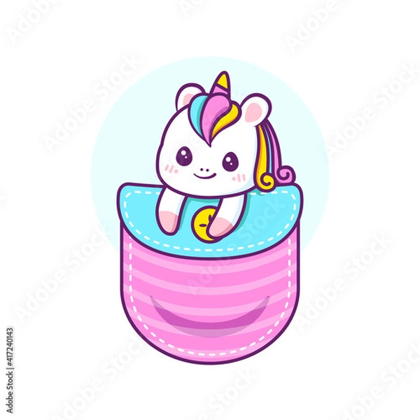 Fototapeta cute unicorn in the pocket