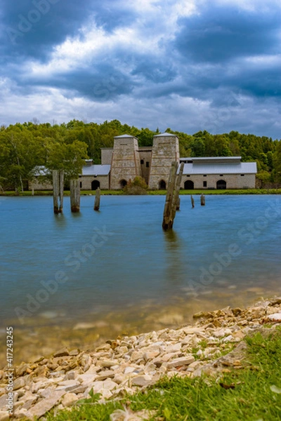 Obraz Fayette Historic State Park, Michigan State Park, Pure Michigan, The furnace complex and harbor, Long exposure
