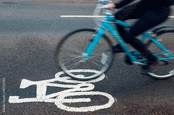 Obraz Cycle lanne marking with cyclist