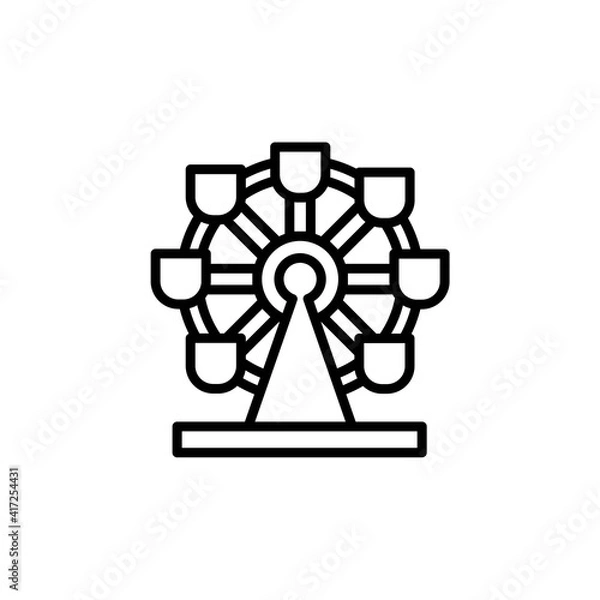 Fototapeta ferris wheel outline Icon.carnival and tool vector illustration on white background