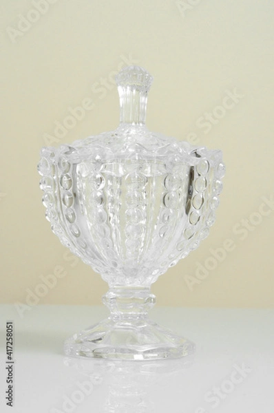 Obraz Elegant ornament transparent glassware crystal glass decoration rich design retro antique vintage object isolated white background