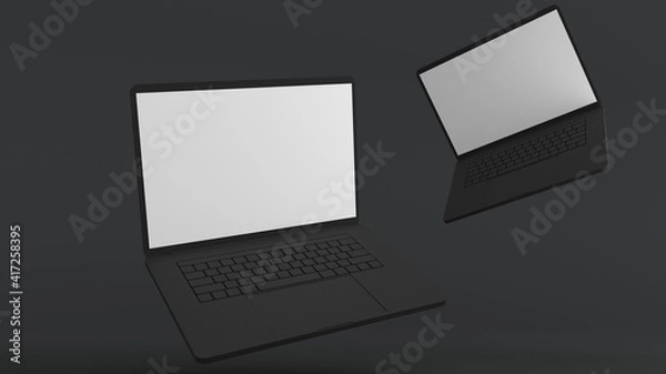 Fototapeta Black macbook pro 3d modeling