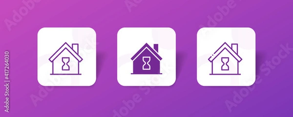 Fototapeta home processing with hourglass pixel perfect icon set bundle in line, solid, glyph, 3d gradient style