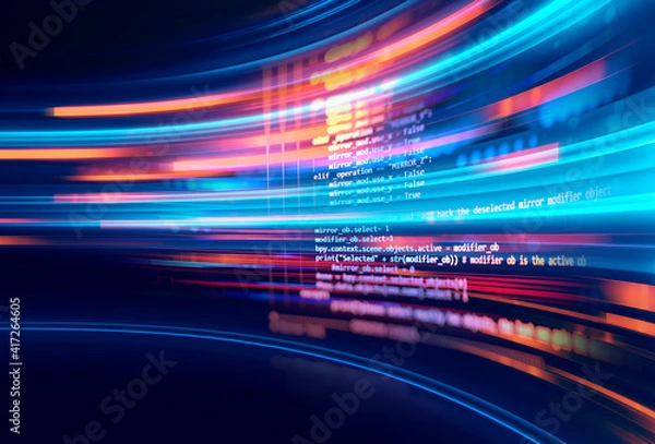 Obraz Programming code abstract technology background of software developer and  Computer script 3d illustration