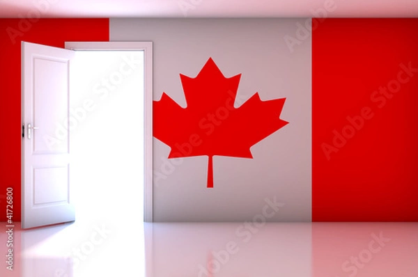 Fototapeta Canada flag on empty room