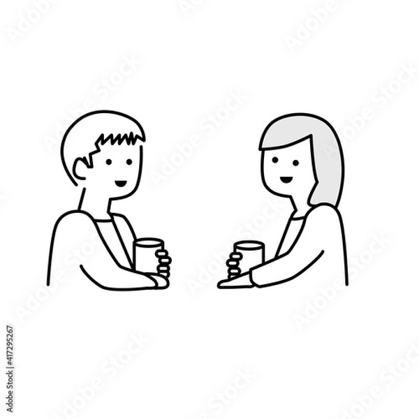 Fototapeta お茶をしながら会話するイラスト素材