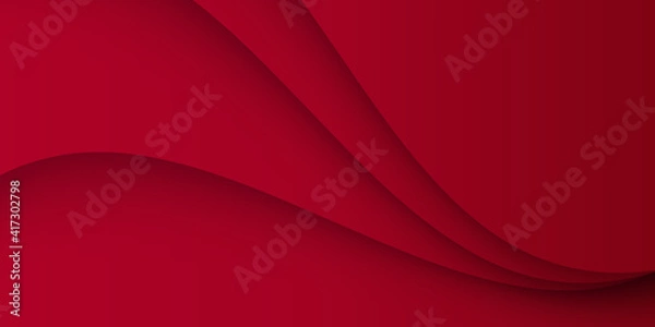 Fototapeta Red wave curve line vector background on black space grey silver background overlap layer paper for text and message modern design. Abstract red circle overlap shadow on grey with simple text design