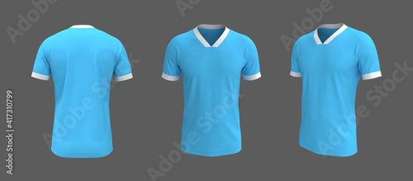 Obraz men's short-sleeve t-shirt mockup in front, side and back views, design presentation for print, 3d illustration, 3d rendering