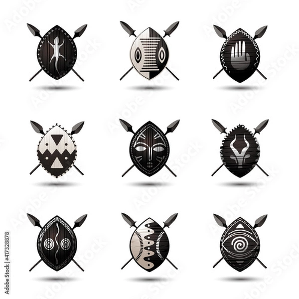 Fototapeta vector set african shield creative logo set