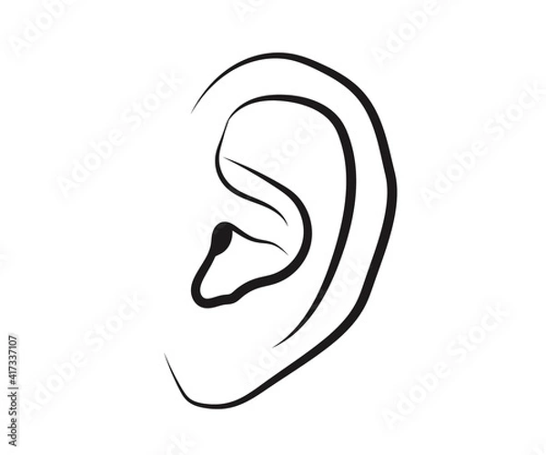 Fototapeta Human ear on a white background. Symbol. Vector illustration.