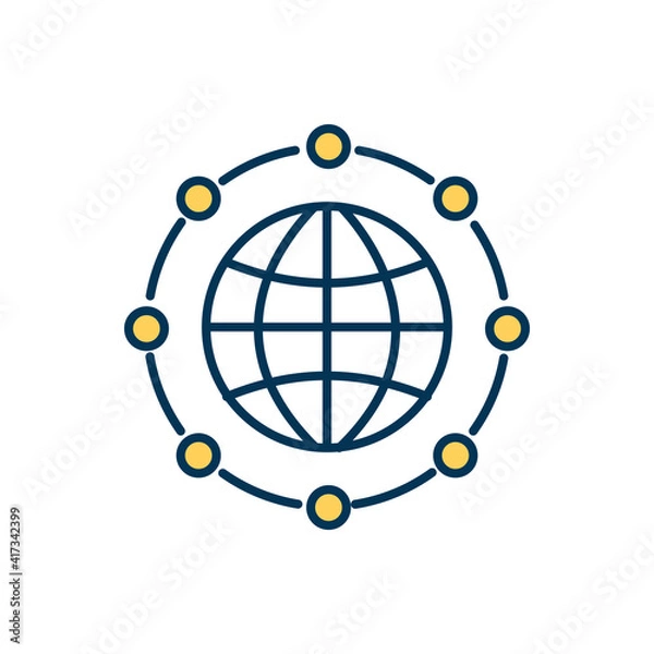 Obraz Internet RGB color icon. Electronic devices and computers connection over world. Web browsing. Vast network. Free information access. Worldwide computer networks system. Isolated vector illustration