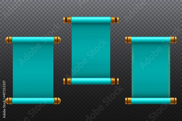 Fototapeta 3d realistic scrolls illustration on transparent background