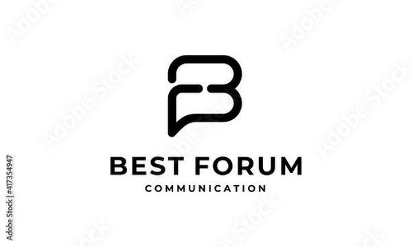 Obraz initial letter B and F with chat bubble talk speak forum communication logo design template