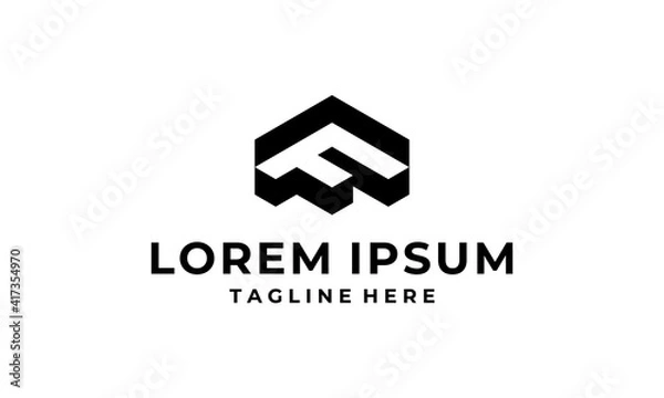 Fototapeta initial letter A and F with simple shape house home roof logo design template