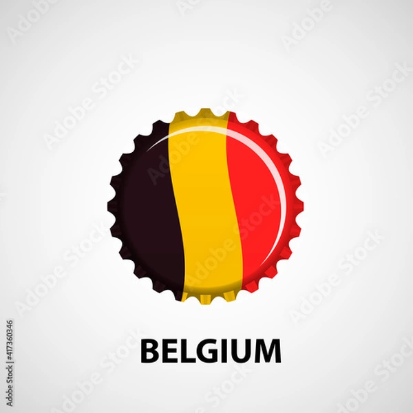 Fototapeta Flag bottle cap on white background. Belgium flag background. Abstract isolated vector illustration