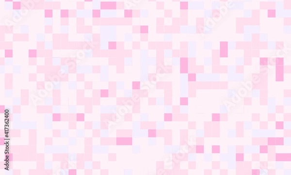 Fototapeta Abstract square pixel mosaic pink background geometric seamless pattern in pastel colors. 8 bit