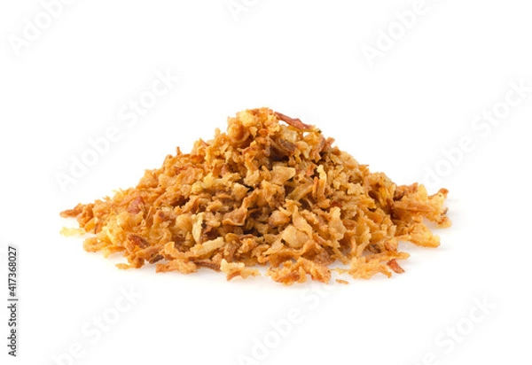 Obraz Pile of fried gold onion or shallots isolated