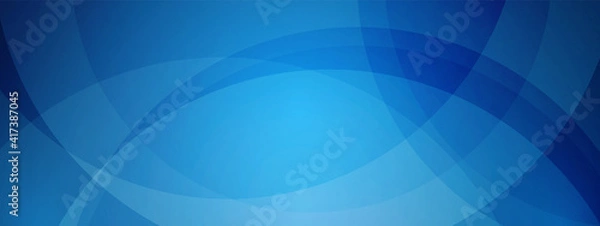 Fototapeta Abstract blue technology wave design, overlapping circle, digital network background, vector communication concept, blank space