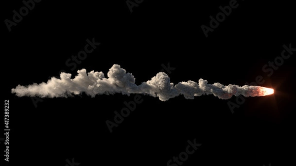 Fototapeta Meteor flies on the black background