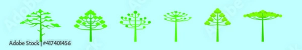 Fototapeta set of araucaria trees cartoon icon design template with various models. vector illustration isolated on blue background