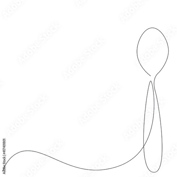 Fototapeta Spoon line drawing, vector illustration