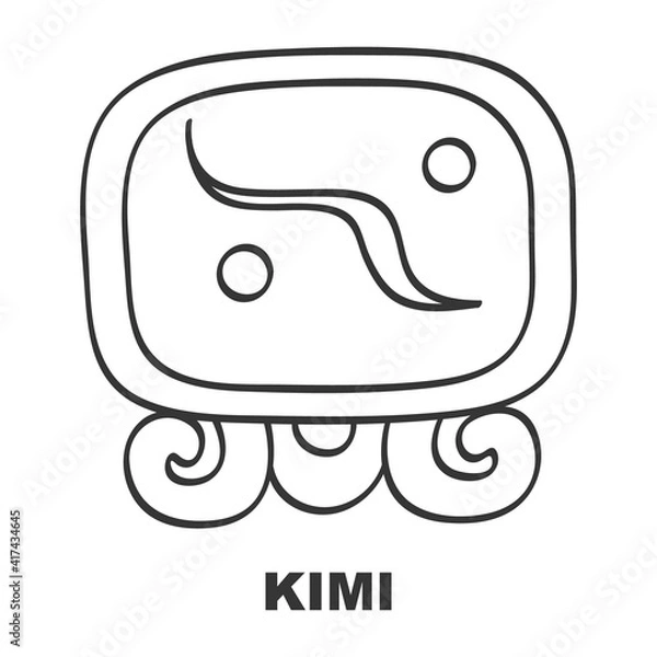 Fototapeta Vector icon with Glyph from Maya calendar Tzolkin. Calendar day symbol Kimi