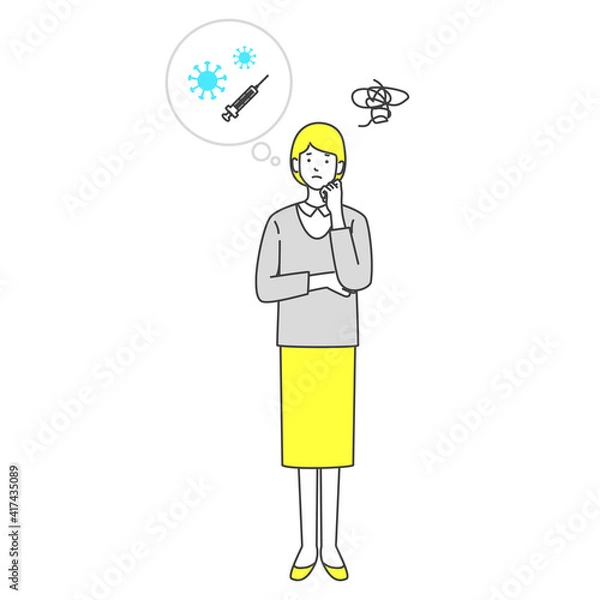 Obraz ワクチンの副作用を心配する女性