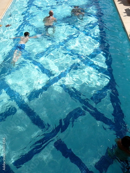 Fototapeta Aerial View of Swimmers in Summer Pool