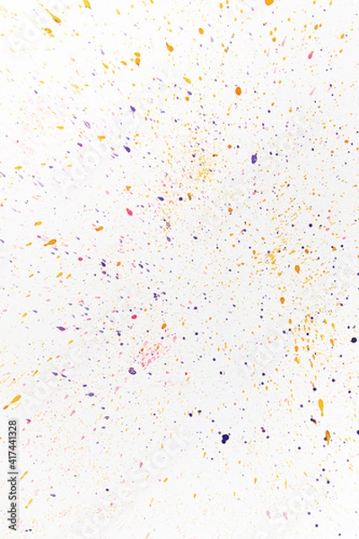 Fototapeta Abstract colored paint drops background. Over white.