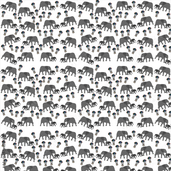 Obraz elephant and little elephant and parachute pattern