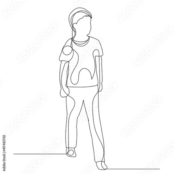 Fototapeta vector, isolated, one line drawing boy