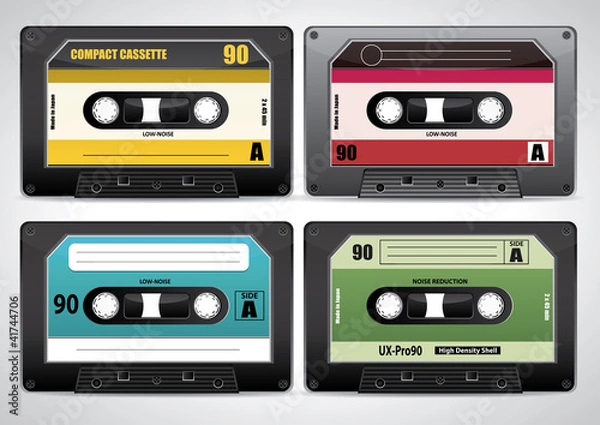 Fototapeta Collection of retro cassette tapes