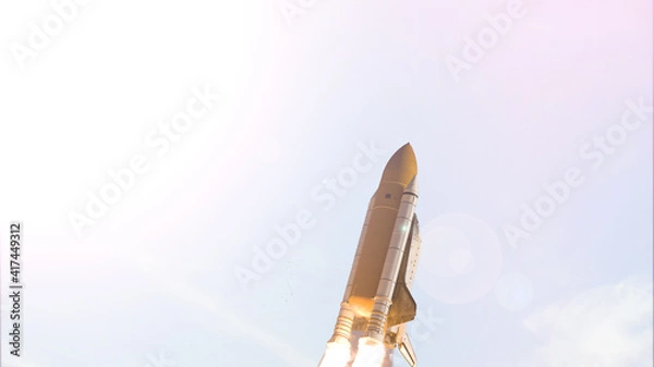 Fototapeta Dramatic rocket launch.  The elements of this image furnished by NASA.
