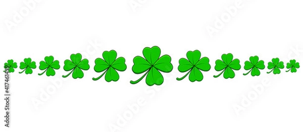 Fototapeta Clover, shamrock divider. Vector border design. Holiday pattern for st. patrick's day.