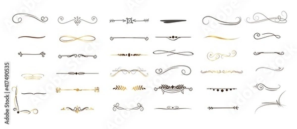 Fototapeta Unique swirls and dividers for your design. Set of hand draw borders made with brush and ink