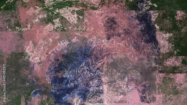Fototapeta Abstract art work with pink, green and blue splashes