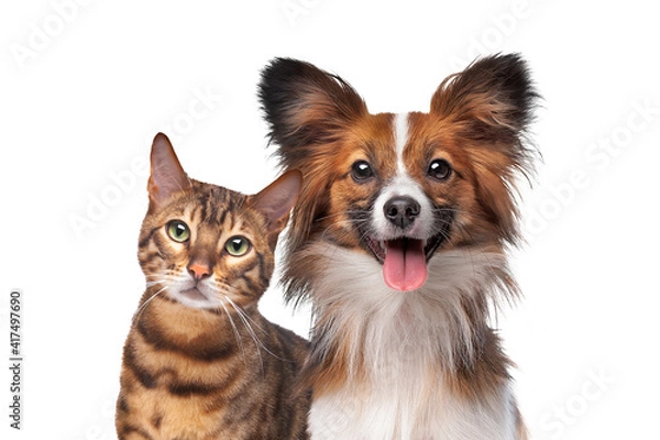 Fototapeta dog and cat together