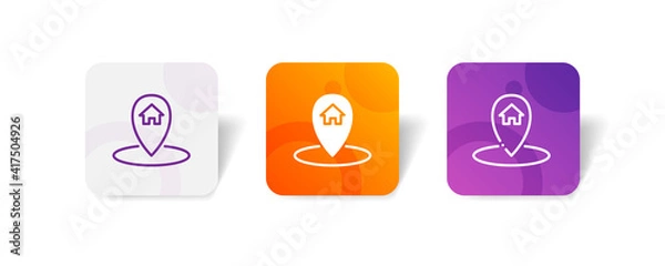 Fototapeta home location pointer pixel perfect icon set bundle in line, solid, glyph, 3d gradient style