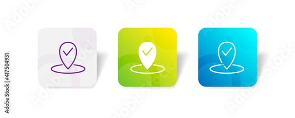 Fototapeta check mark location pointer pixel perfect icon set bundle in line, solid, glyph, 3d gradient style