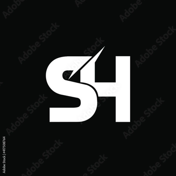 Fototapeta letter SH. vector logo monogram alphabet minimalistic design